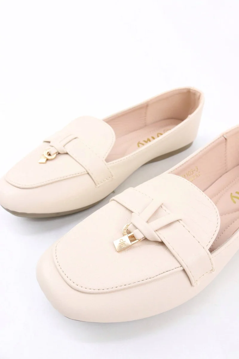 Viny BEIGE VINY Women's Loafer Ballet Flats – Comfortable Slip-On Flat Shoes, Lightweight Casual Office & Everyday Walking Shoes for Women | Best Price UAE
