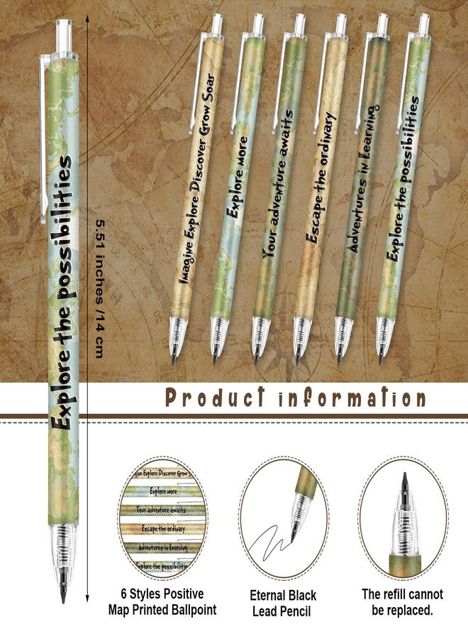 Affrolling 36 Set Travel The Map Gifts Set Travel Adventure Themed Mechanical Pencil Earth Stress Ball Map Exploration Card for Voyage Vintage Classroom School Supplies - Image 2