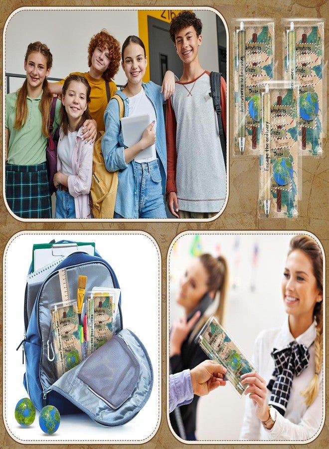 Affrolling 36 Set Travel The Map Gifts Set Travel Adventure Themed Mechanical Pencil Earth Stress Ball Map Exploration Card for Voyage Vintage Classroom School Supplies - Image 5