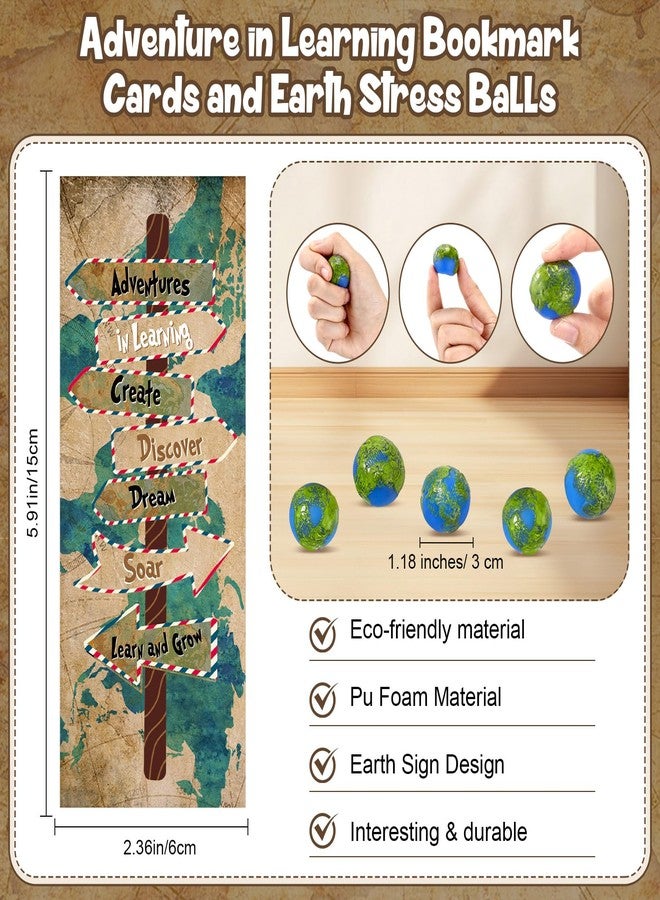 Affrolling 36 Set Travel The Map Gifts Set Travel Adventure Themed Mechanical Pencil Earth Stress Ball Map Exploration Card for Voyage Vintage Classroom School Supplies - Image 3