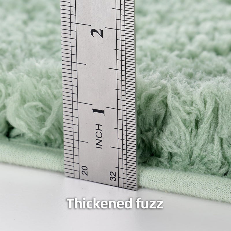 WCBSTT 3 Pieces Luxury Bathroom Rug Set with U-Shaped Toilet Rug, Non-Slip Rubber Bottom, Thick Microfiber Fluffy Plush, Water absorption, Quick Dry, Ultra Soft, Bath Mats for Bathroom, Tub(Leaf Green) - Image 3