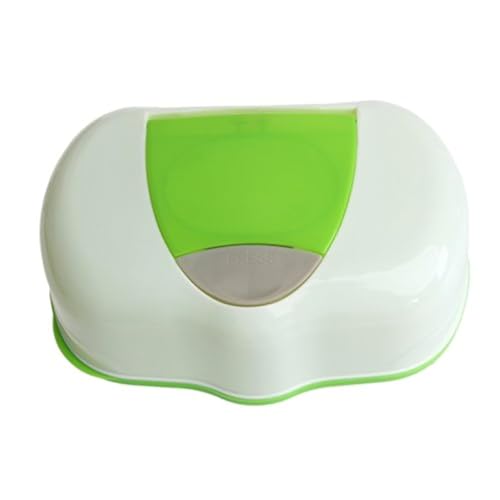 Tinny Tots Non-Woven Paper Wet Wipes Oval Storage Box Plastic Refillable Container for Car Bathroom Living Room Baby (PO2, Green, Large), 80 Sheets - Image 1