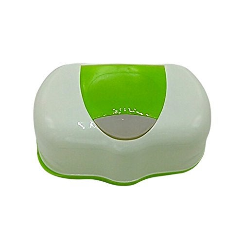 Tinny Tots Non-Woven Paper Wet Wipes Oval Storage Box Plastic Refillable Container for Car Bathroom Living Room Baby (PO2, Green, Large), 80 Sheets - Image 4