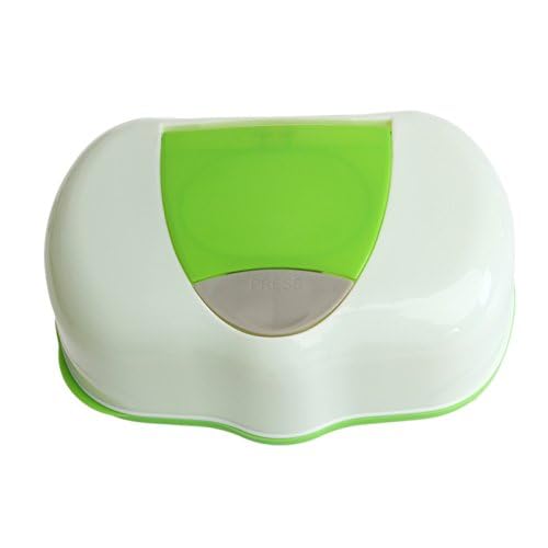 Tinny Tots Non-Woven Paper Wet Wipes Oval Storage Box Plastic Refillable Container for Car Bathroom Living Room Baby (PO2, Green, Large), 80 Sheets - Image 2