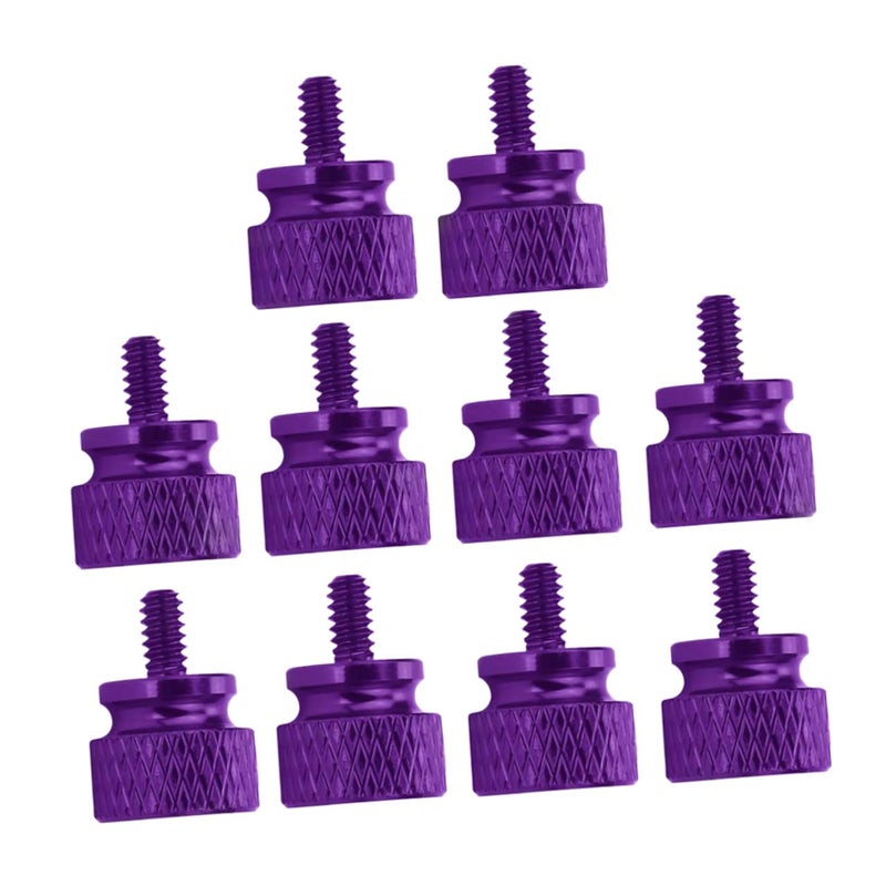 TEHAUX 10 Pcs Purple Aluminum Alloy Knurled Thumbscrews for Computer Case DIY Hand-tightened Screws Compatible with Pci Slots and Chassis Panel Replacement - Image 1