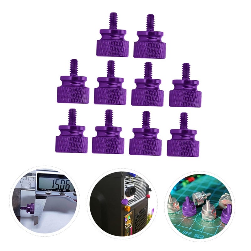 TEHAUX 10 Pcs Purple Aluminum Alloy Knurled Thumbscrews for Computer Case DIY Hand-tightened Screws Compatible with Pci Slots and Chassis Panel Replacement - Image 5
