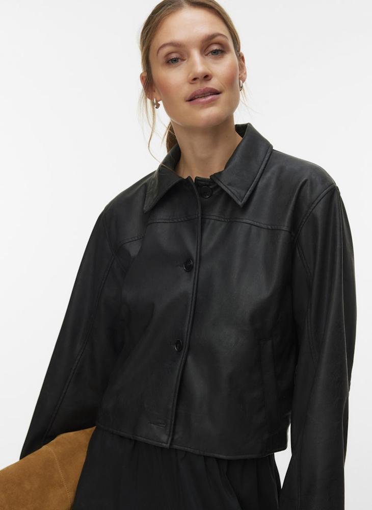 VERO MODA Long Sleeve Plain Bomber Shacket - Image 4