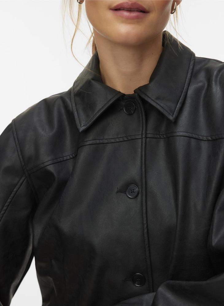 VERO MODA Long Sleeve Plain Bomber Shacket - Image 3