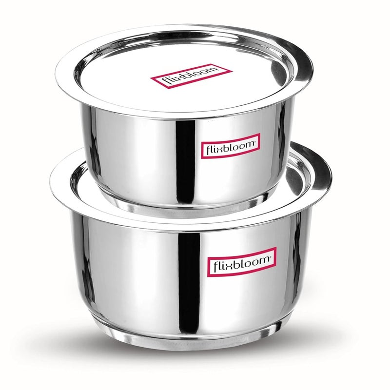 FLIXBLOOM Flixbloom Native Combo 25 Litre Stainless Steel TriPly SASBottom Thick Guage Induction Base LPG Friendly Kitchen Cookware Utensil Deep PotPatilaBhagonaTope with LID  - Image 2