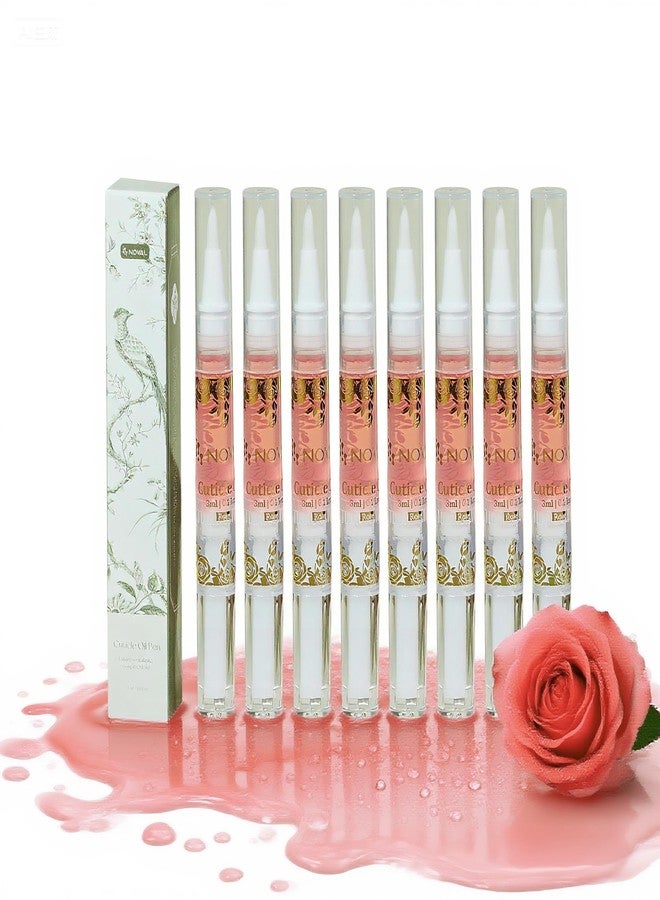نوفال أقلام زيت نوفال للعناية بالجلد المحيط بالأظافر، برائحة الورد، 8 أقلام صغيرة، مجموعة أقلام زيت مرطبة للجلد الجاف حول الأظافر، حجم مناسب للسفر وجاهزة للإهداء - Image 1
