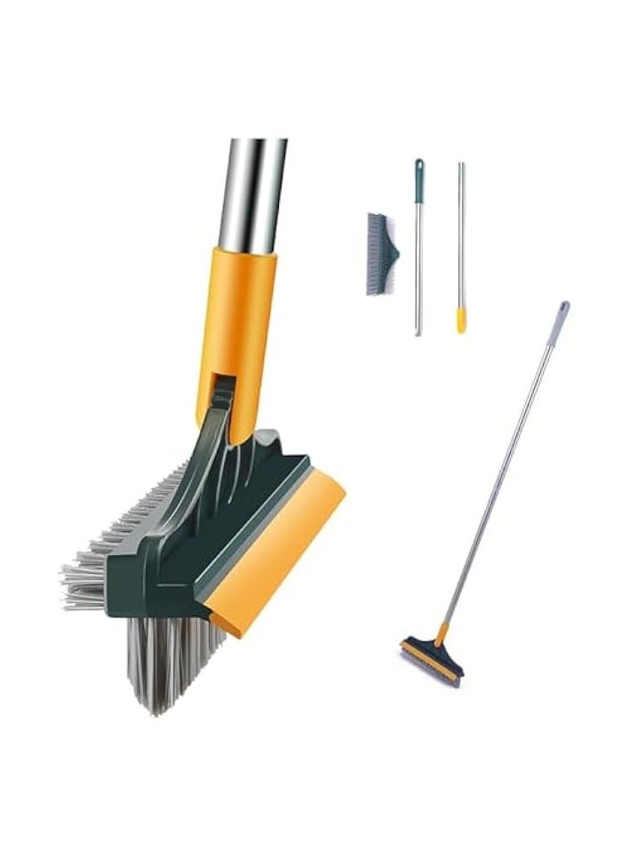 erorex Floor Scrub Brush, 3-in-1 Scraper, Grout Brush with Long Adjustable Handle, 120°Rotation Tile Grout Cleaning Tool, V-Shape Grout Line Scrubber, for Cleaning Bathroom Wall, Baseboards, Tile Floors - Image 1