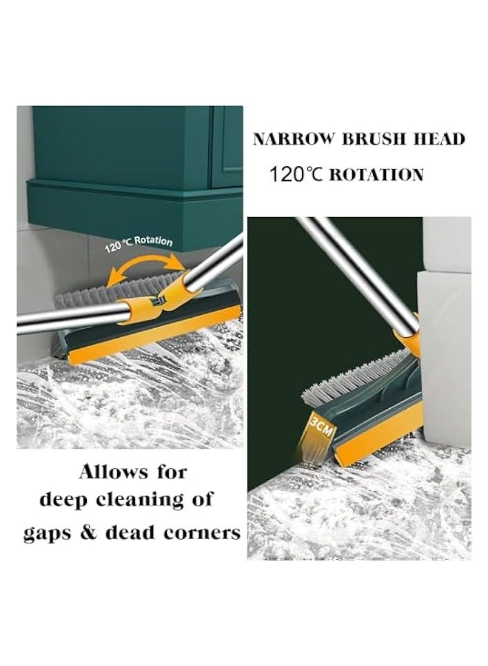 erorex Floor Scrub Brush, 3-in-1 Scraper, Grout Brush with Long Adjustable Handle, 120°Rotation Tile Grout Cleaning Tool, V-Shape Grout Line Scrubber, for Cleaning Bathroom Wall, Baseboards, Tile Floors - Image 4