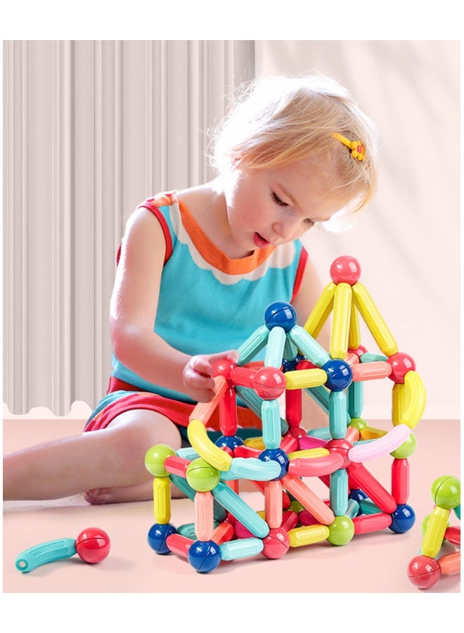 إيهوم مكعبات بناء مغناطيسية للأطفال من سن 4-8 سنوات، ألعاب بناء STEM للأولاد والبنات، مجموعة ألعاب العصي والكرات المغناطيسية كبيرة الحجم لتعليم الأطفال في مرحلة التعليم المبكر (100 قطعة) - Image 2