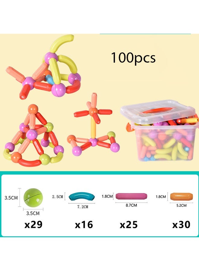 إيهوم مكعبات بناء مغناطيسية للأطفال من سن 4-8 سنوات، ألعاب بناء STEM للأولاد والبنات، مجموعة ألعاب العصي والكرات المغناطيسية كبيرة الحجم لتعليم الأطفال في مرحلة التعليم المبكر (100 قطعة) - Image 1
