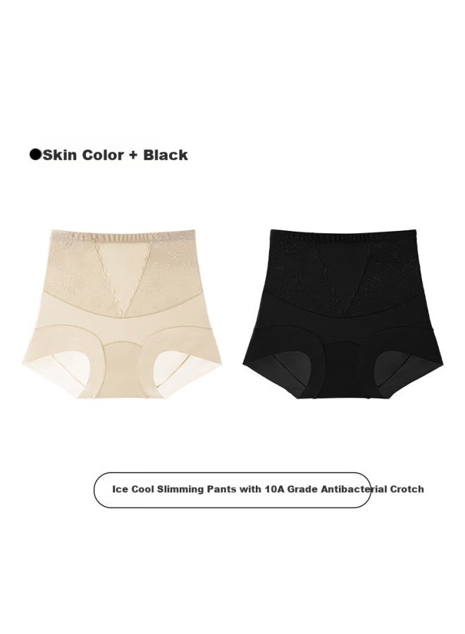 Gracewell High-waist Tummy Control Women's Pants 10a Antibacterial Extended Crotch Breathable Naked Feel Seamless Hip-lifting Shaping Pants Black+nude M - Image 1