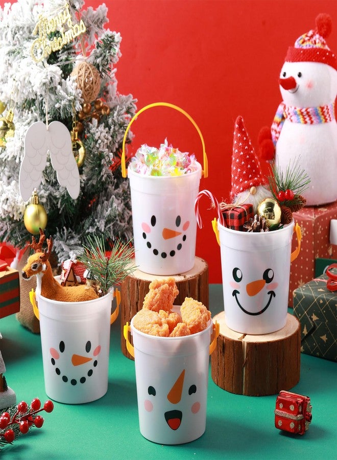 meekoo 24 Pack Christmas Buckets for Gifts Snowman Plastic Buckets with Handles 4.69 x 3.78 x 4.8 Inch Cute Snowman Candy Pails Home Toy Baskets for Xmas Winter Party Favors Supplies - Image 3