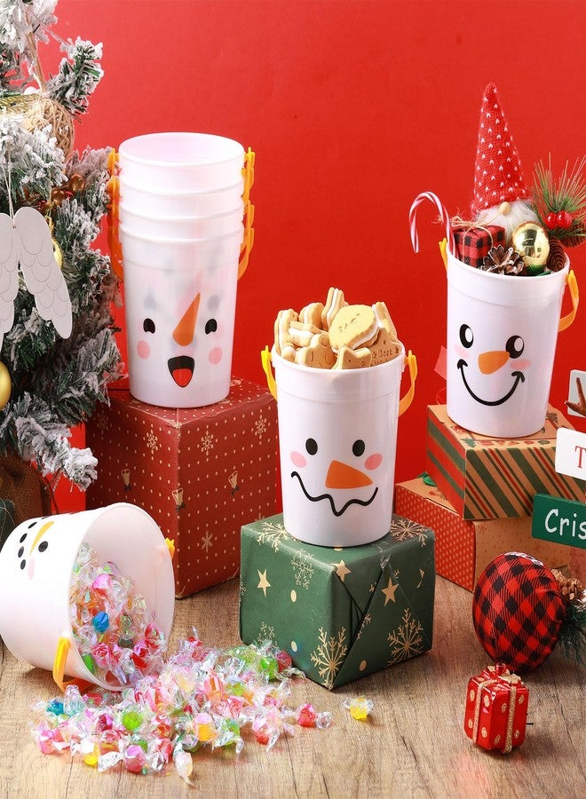 meekoo 24 Pack Christmas Buckets for Gifts Snowman Plastic Buckets with Handles 4.69 x 3.78 x 4.8 Inch Cute Snowman Candy Pails Home Toy Baskets for Xmas Winter Party Favors Supplies - Image 4