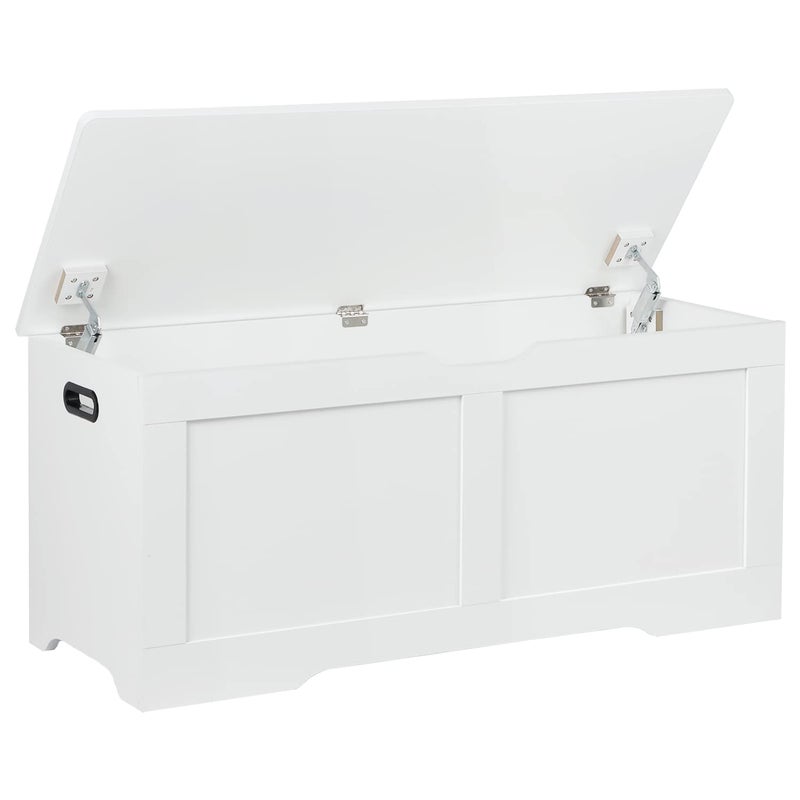 Timberer Timberer 394 Storage Chest Wooden Storage Bench Lift Top Toy Chest with 2 Safety Hinges Large Toy Box Entryway Bench for Living Room Bedroom White 