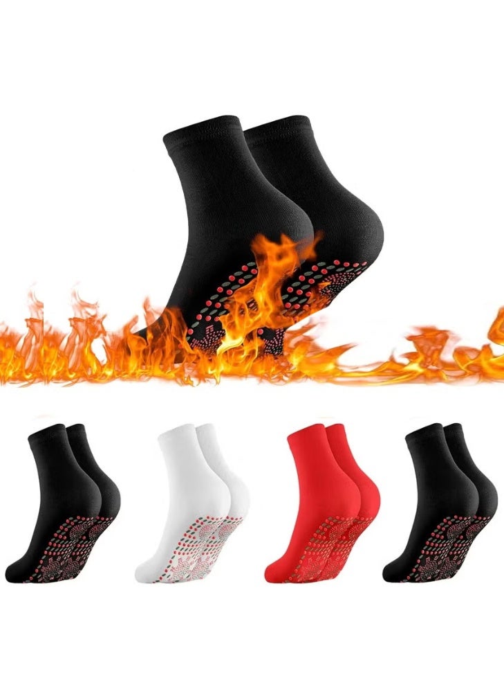 Self-heating Socks 4 Pairs of Foot Warmer Feet Warm anti-cold Winter Antifreeze Socks Acupoint Massage Reflective Heat for Winter | Pressure Warming for Outdoor Skiing, Hiking, Camping - Image 1