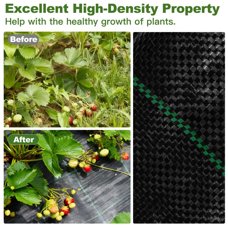 HANWRAPS 3.3FTÃ—13FT Weed Barrier Fabric,Landscape Fabric, 3.2oz Weed Barrier Fabric Heavy Duty,Weed Control Garden Cloth,Woven Geotextile Fabric for Garden Beds, Underlayment, Commercial Driveway - Image 3