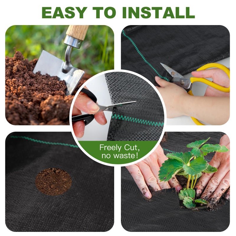 HANWRAPS 3.3FTÃ—13FT Weed Barrier Fabric,Landscape Fabric, 3.2oz Weed Barrier Fabric Heavy Duty,Weed Control Garden Cloth,Woven Geotextile Fabric for Garden Beds, Underlayment, Commercial Driveway - Image 5
