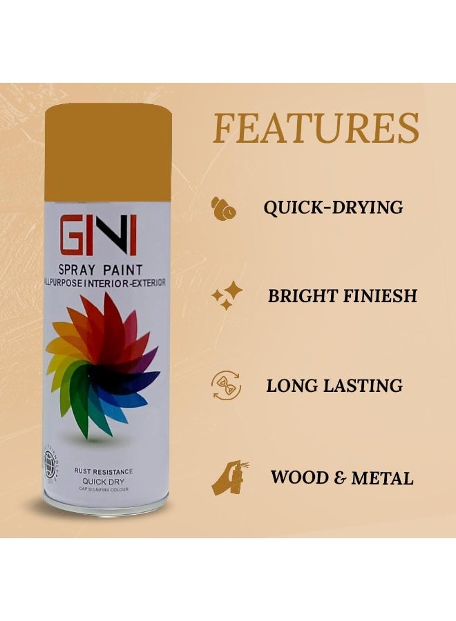 GINI All-Purpose Spray Paint - 450 ML - Rust - Fast Quick Dry Paint, All Weather Rust-Resistant Interior & Exterior Acrylic Paint (Pack of 1) - Image 3