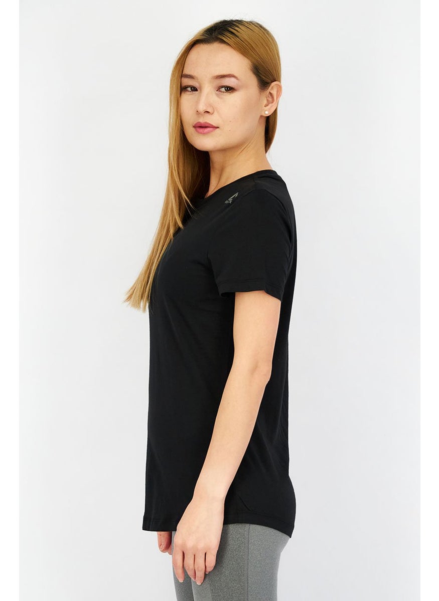 Reebok Women Sportswear Fit Short Sleeves Training Top, Black  - Image 2