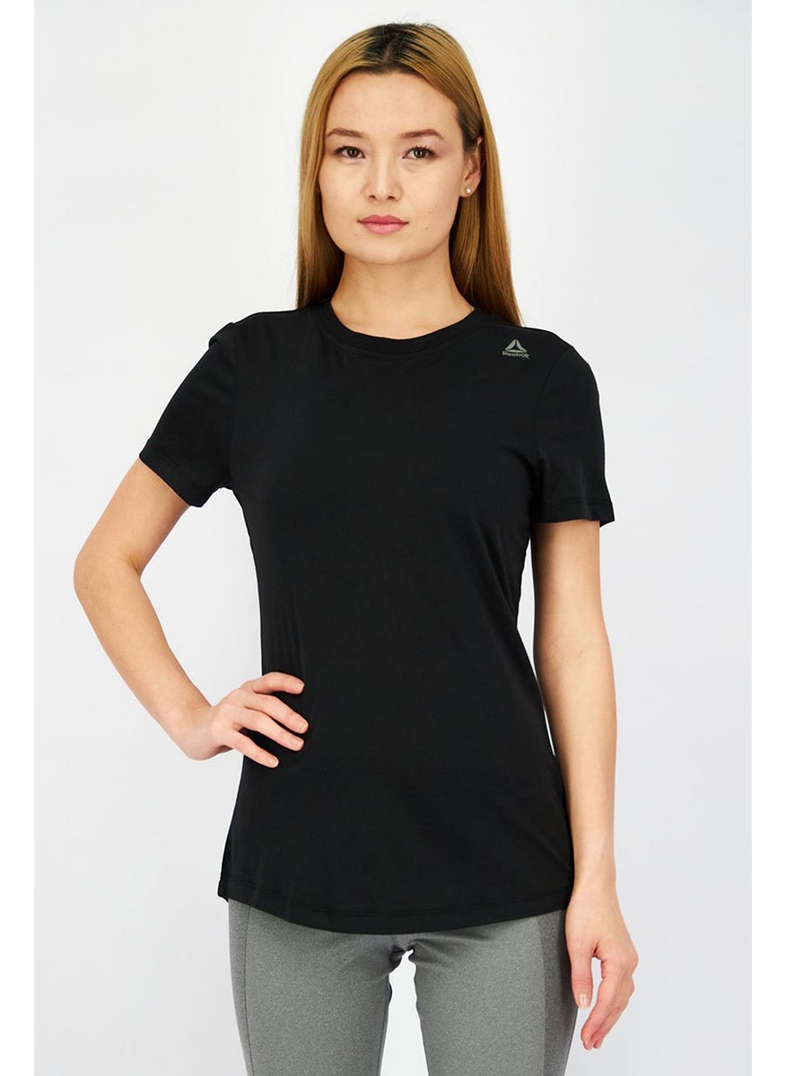 Reebok Women Sportswear Fit Short Sleeves Training Top, Black  - Image 1