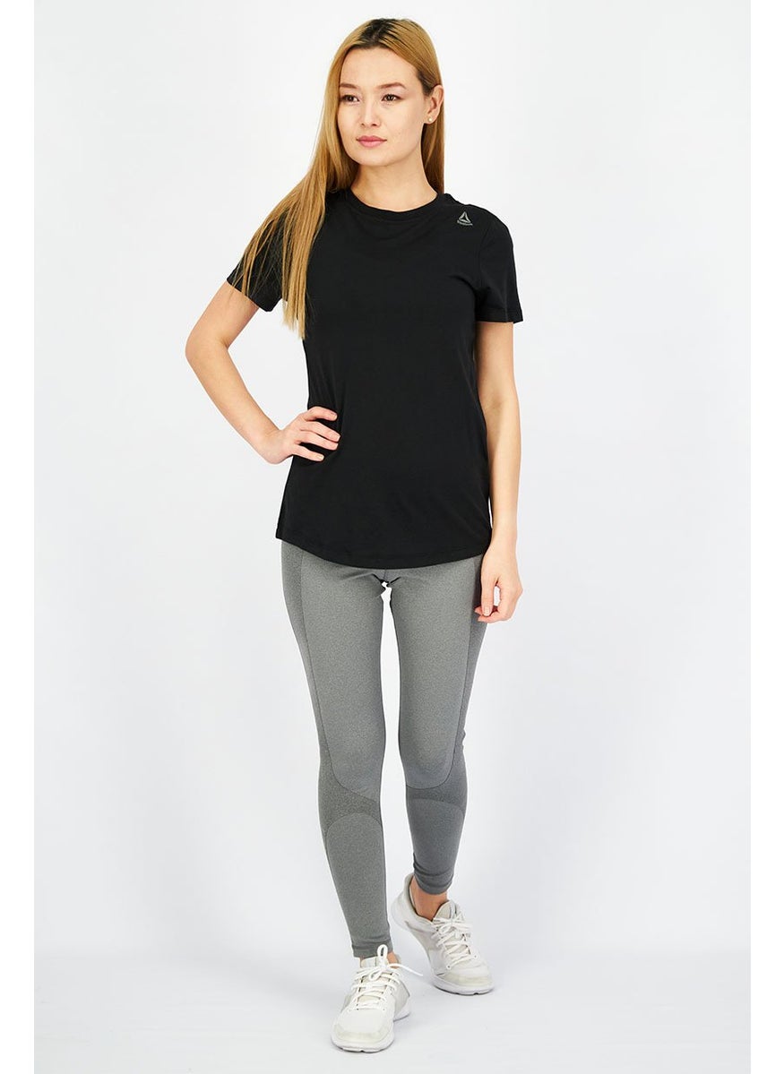 Reebok Women Sportswear Fit Short Sleeves Training Top, Black  - Image 3
