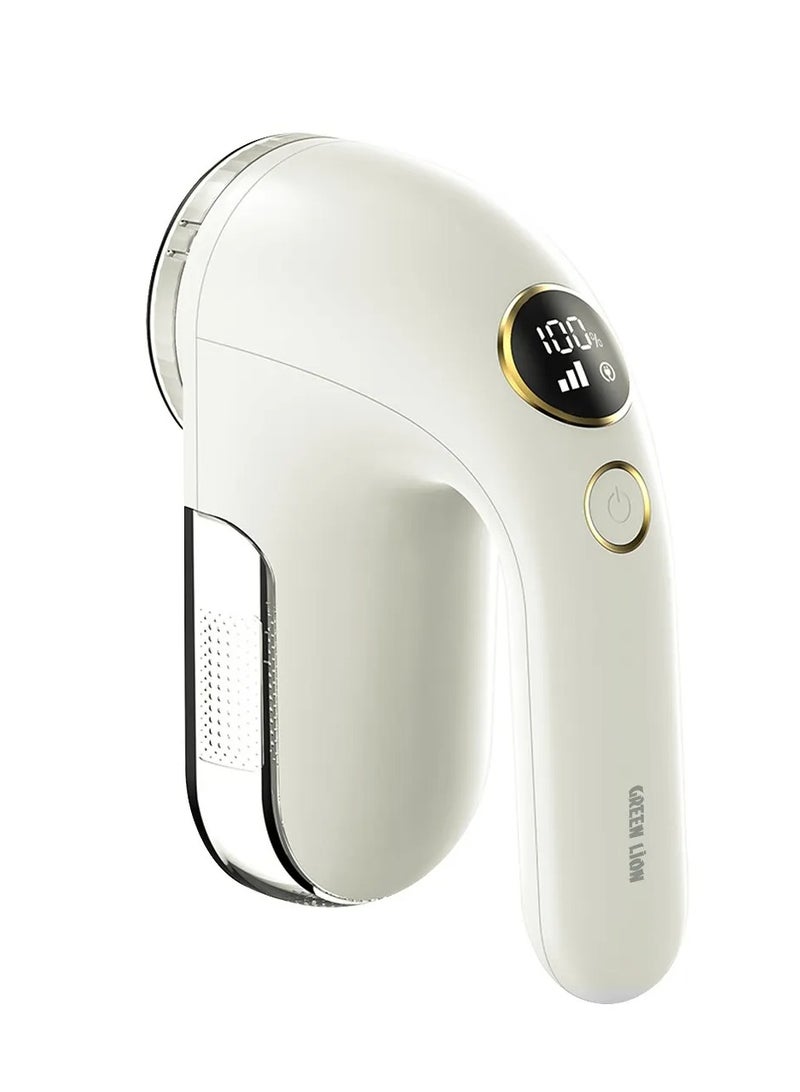 GREEN LION ErgoTrim Digital Fabric Electric Lint Remover with USB Rechargeable & Working Time 3 hrs / Speed Gear 3 Levels / Lint Bin 110 ml / Comfortable Handgrip /Max Range: 8500 RPM - White - Image 1