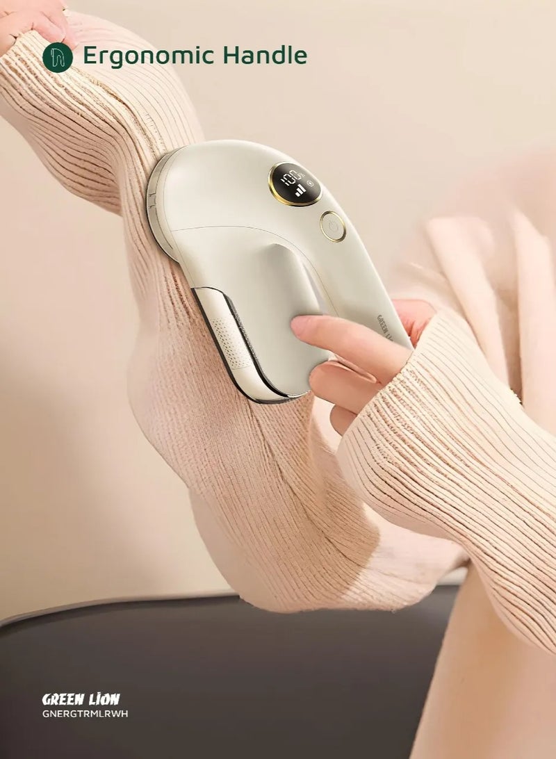 GREEN LION ErgoTrim Digital Fabric Electric Lint Remover with USB Rechargeable & Working Time 3 hrs / Speed Gear 3 Levels / Lint Bin 110 ml / Comfortable Handgrip /Max Range: 8500 RPM - White - Image 4