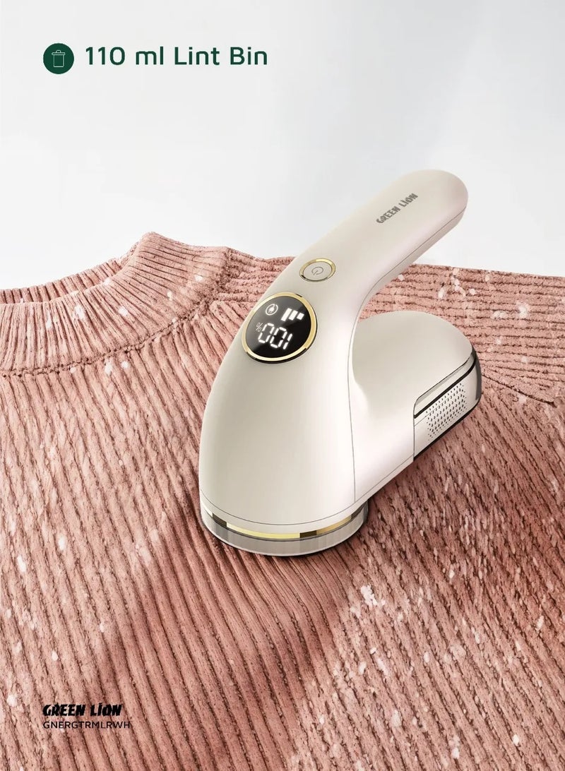 GREEN LION ErgoTrim Digital Fabric Electric Lint Remover with USB Rechargeable & Working Time 3 hrs / Speed Gear 3 Levels / Lint Bin 110 ml / Comfortable Handgrip /Max Range: 8500 RPM - White - Image 3