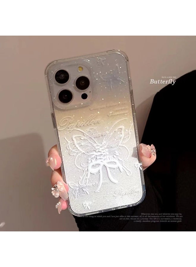 NIBEMINENT White Line Butterfly Protective TPU Case Cover For iPhone 14 Pro Max - Image 2