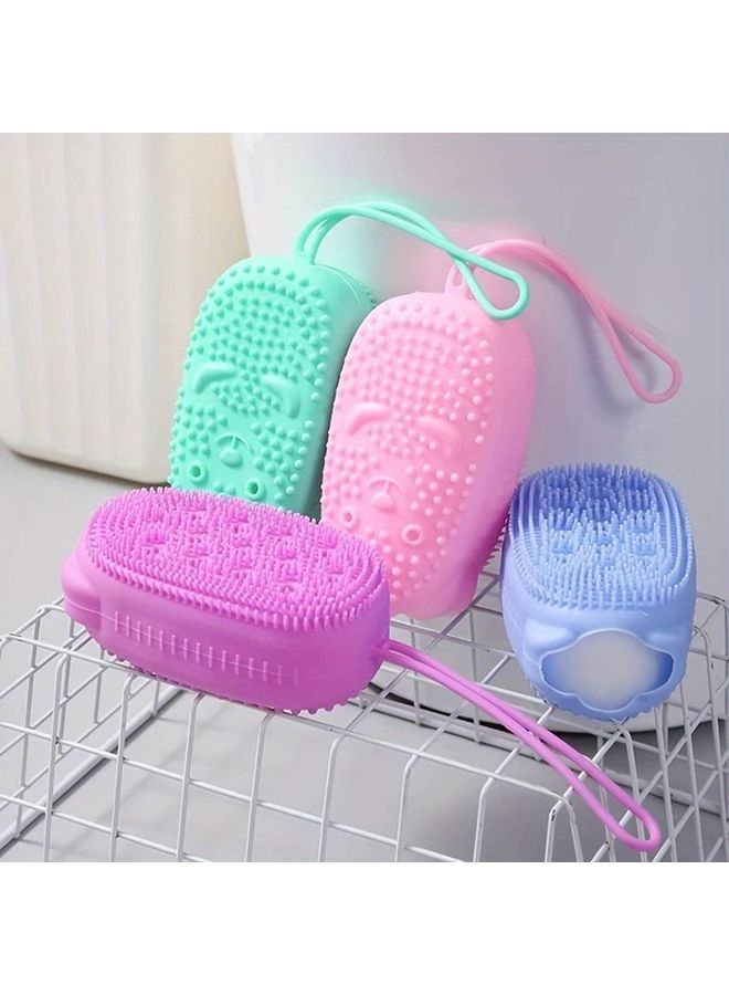 4Pcs Pastel Color Bath Brushes Dual Function Cleaning Massage Ergonomic Design - Image 1