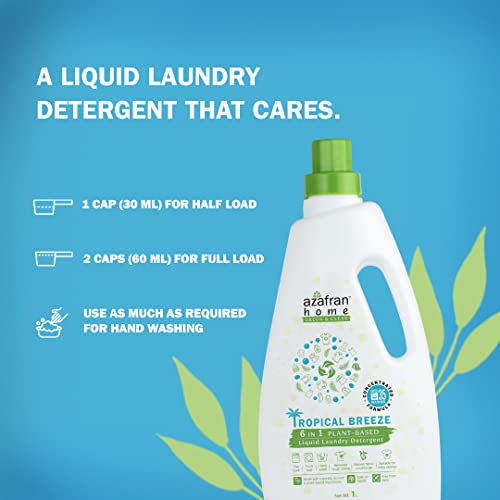 Azafran Tropical Breeze 6 In 1 Eco-Friendly Liquid Laundry Detergent, 1L - Image 4