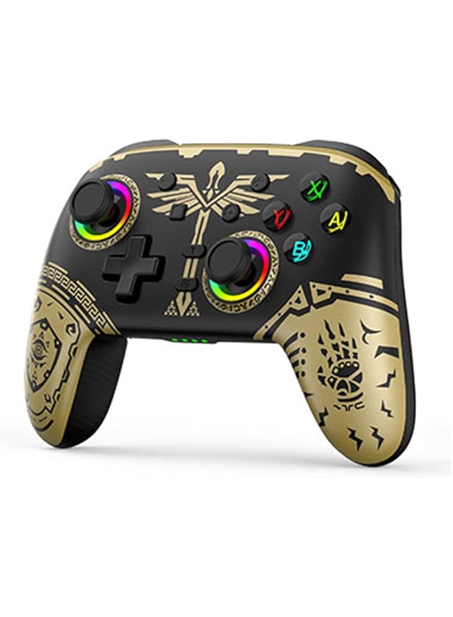 وحدة تحكم لاسلكية Switch Pro مزودة بأزرار ماكرو قابلة للبرمجة / جيروسكوب 6 محاور / ناقل حركة مستمر تلقائي وحدات تحكم Switch Pro لأجهزة Switch/Oled/Lite (دموع المملكة السوداء والذهبية) - Image 1