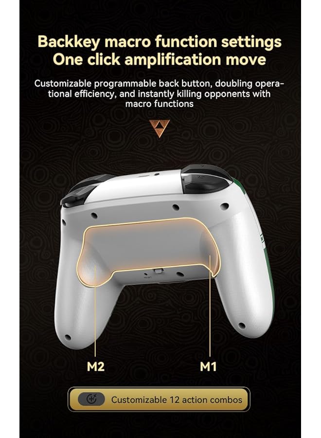 وحدة تحكم لاسلكية Switch Pro مزودة بأزرار ماكرو قابلة للبرمجة / جيروسكوب 6 محاور / ناقل حركة مستمر تلقائي وحدات تحكم Switch Pro لأجهزة Switch/Oled/Lite (دموع المملكة السوداء والذهبية) - Image 2