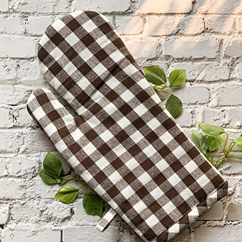 PIXEL HOME DECOR Pixel Home Cotton Apron 100% Cotton Check Kitchen Apron with Front Center Pocket (Apron With Oven Mitt) (Black Checked) - Image 4