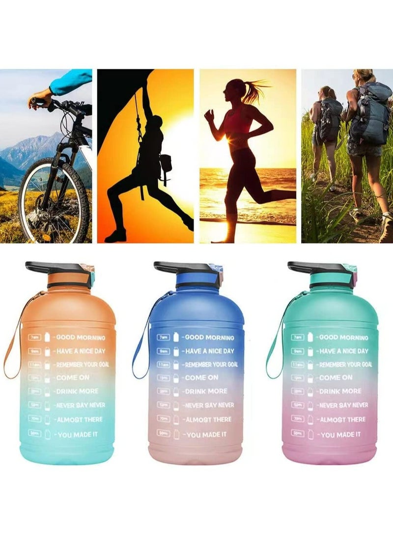 LIMOS Sports Water Bottle 1 Gallon Motivational with Time Marker & Straw Leak  - Image 2