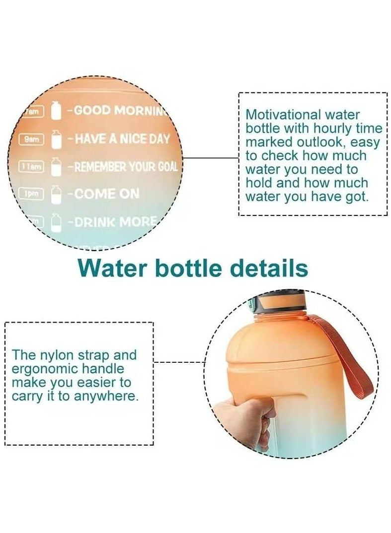 LIMOS Sports Water Bottle 1 Gallon Motivational with Time Marker & Straw Leak  - Image 3