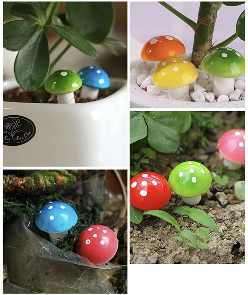 Aliotech 50 Pieces Mini Mushroom Miniatures Artificial Garden Fairy Bonsai Plant Pot Resin Craft Decoration for Home DIY Micro Landscape Decor (Red) - Image 5