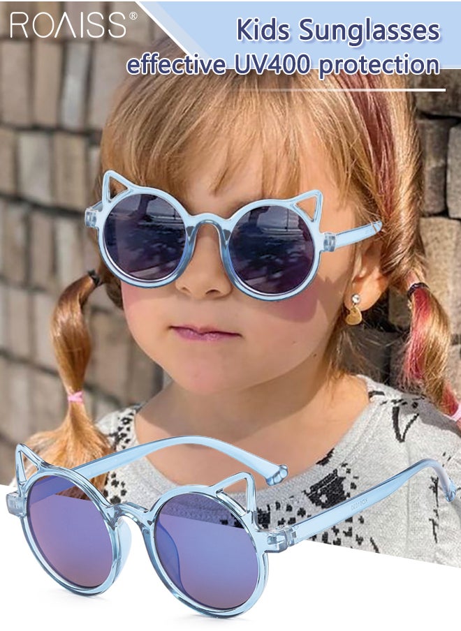 roaiss - Kids Sunglasses Cute Round Cat Ear Shape Sun Glasses Kids Funny Animal Shades for Beach Party Fancy Dress Fun Outdoor Gifts for Girls Boys and Children Age 3-12 - Image 1