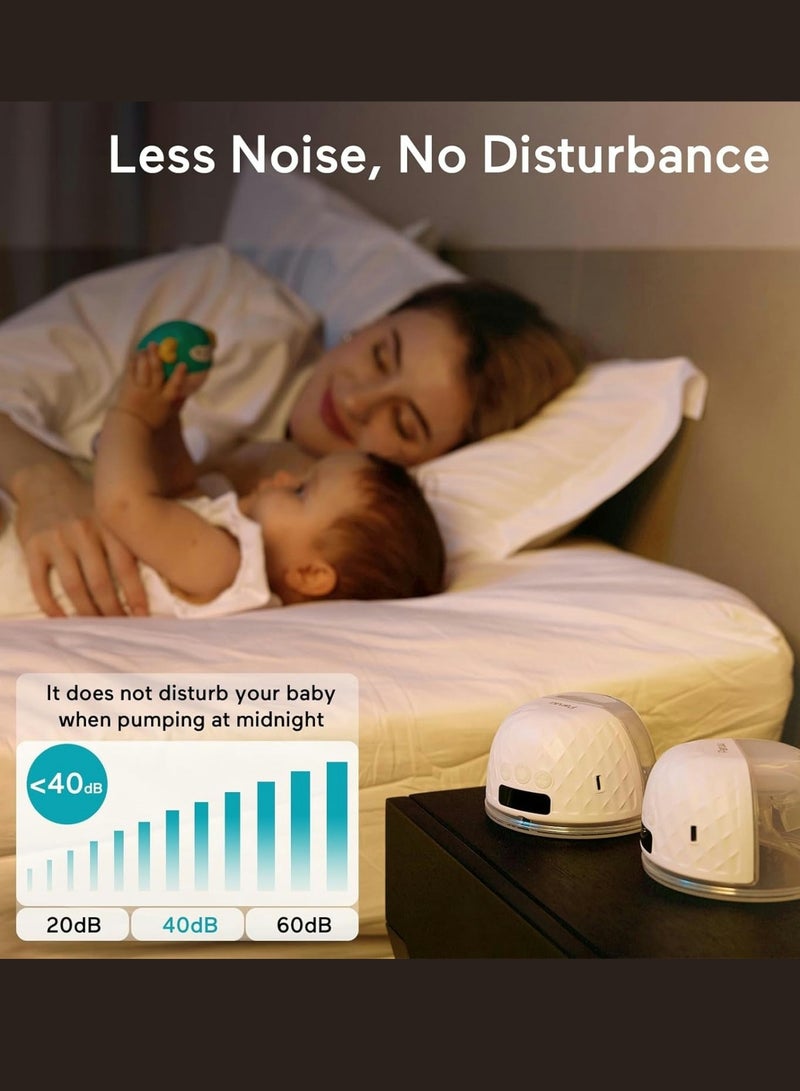 Paruu P10 Hands-Free Breast Pump Wearable, 338mmHg Strong Suction, Low Noise, 4 Modes & 9 Levels, Electric Breast Pump Portable, Smart Display, 19/21/24/28mm Insert Accessories, 2 Pack - Image 4