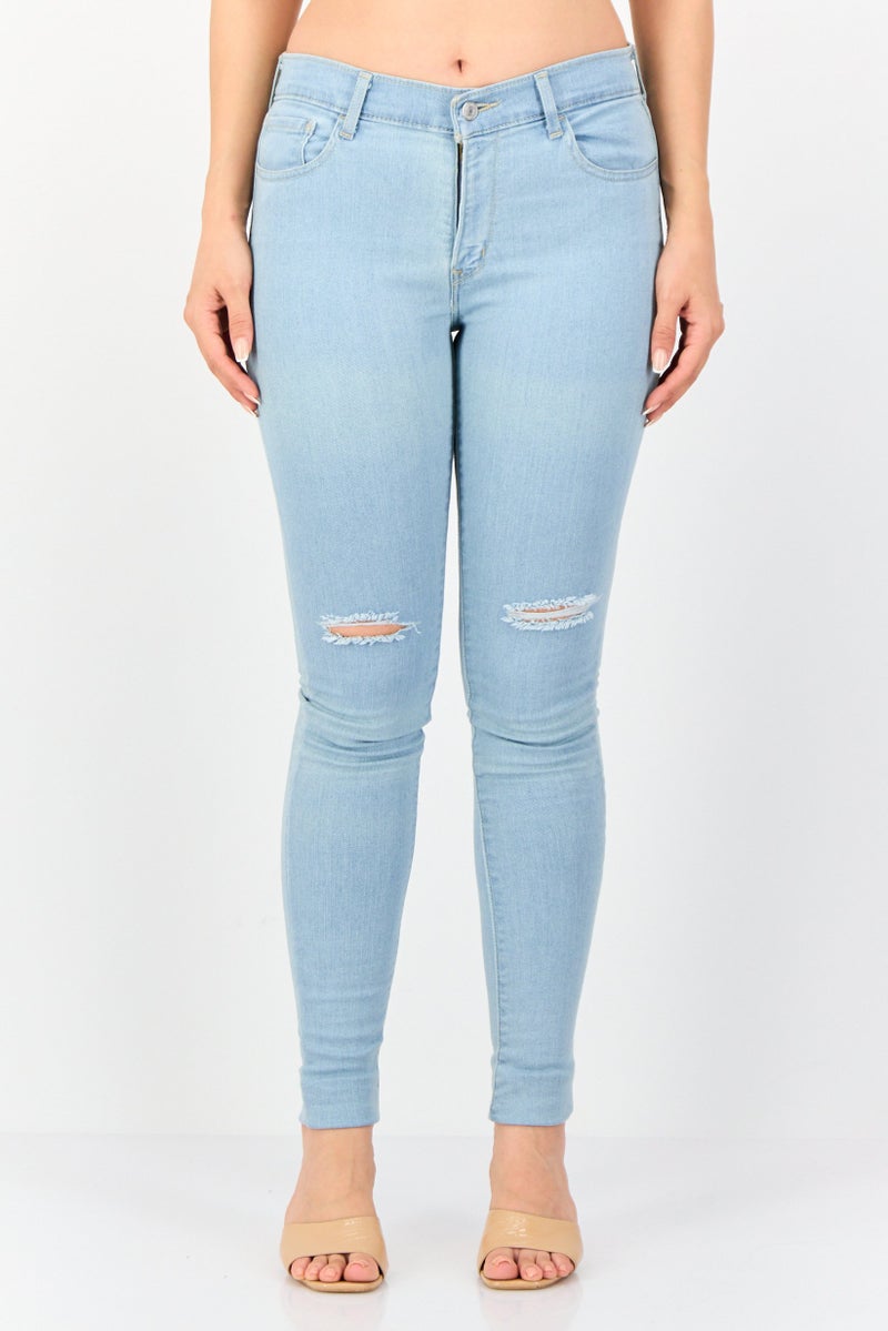 Levi's جينز نسائي ضيق جداً بخصر مرتفع، مغسول، أزرق - Image 1