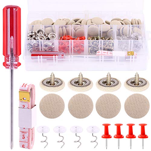Mardatt 152Pcs Car Headliner Repair Kit with Headliner Repair Button Auto Roof Repair Snap Rivets and Installation Tool for Fixing Car Interior Ceiling Sagging Headliner for All Cars (Beige) - Image 1