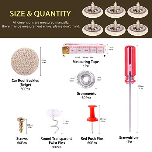 Mardatt 152Pcs Car Headliner Repair Kit with Headliner Repair Button Auto Roof Repair Snap Rivets and Installation Tool for Fixing Car Interior Ceiling Sagging Headliner for All Cars (Beige) - Image 2