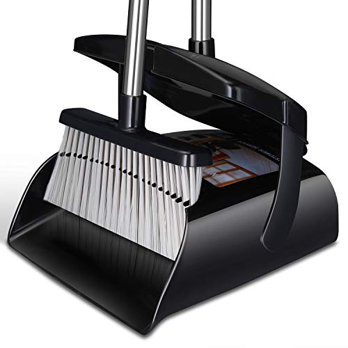 Beimu Broom and Dustpan Set for Home with Lid Indoor Upright Dustpan Broom and Dustpan Set Combo Dust Pan with Long Handle Apartment Household Essentials for New Home Angle Broom Sweeping Office Kitchen - Image 1