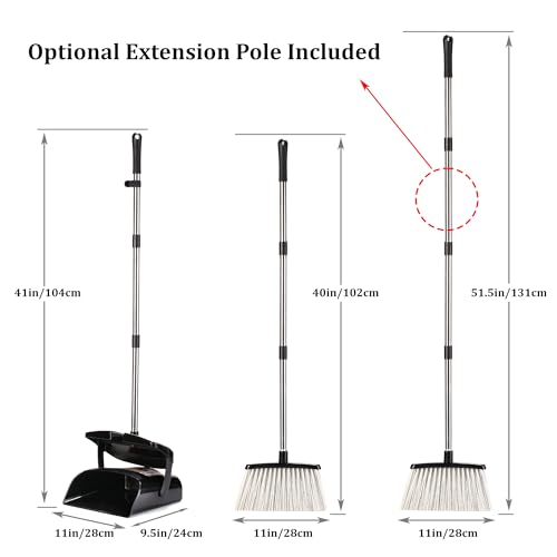 Beimu Broom and Dustpan Set for Home with Lid Indoor Upright Dustpan Broom and Dustpan Set Combo Dust Pan with Long Handle Apartment Household Essentials for New Home Angle Broom Sweeping Office Kitchen - Image 4