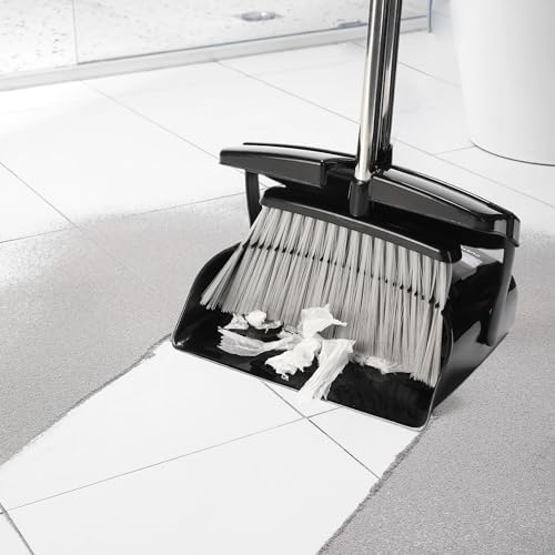 Beimu Broom and Dustpan Set for Home with Lid Indoor Upright Dustpan Broom and Dustpan Set Combo Dust Pan with Long Handle Apartment Household Essentials for New Home Angle Broom Sweeping Office Kitchen - Image 5