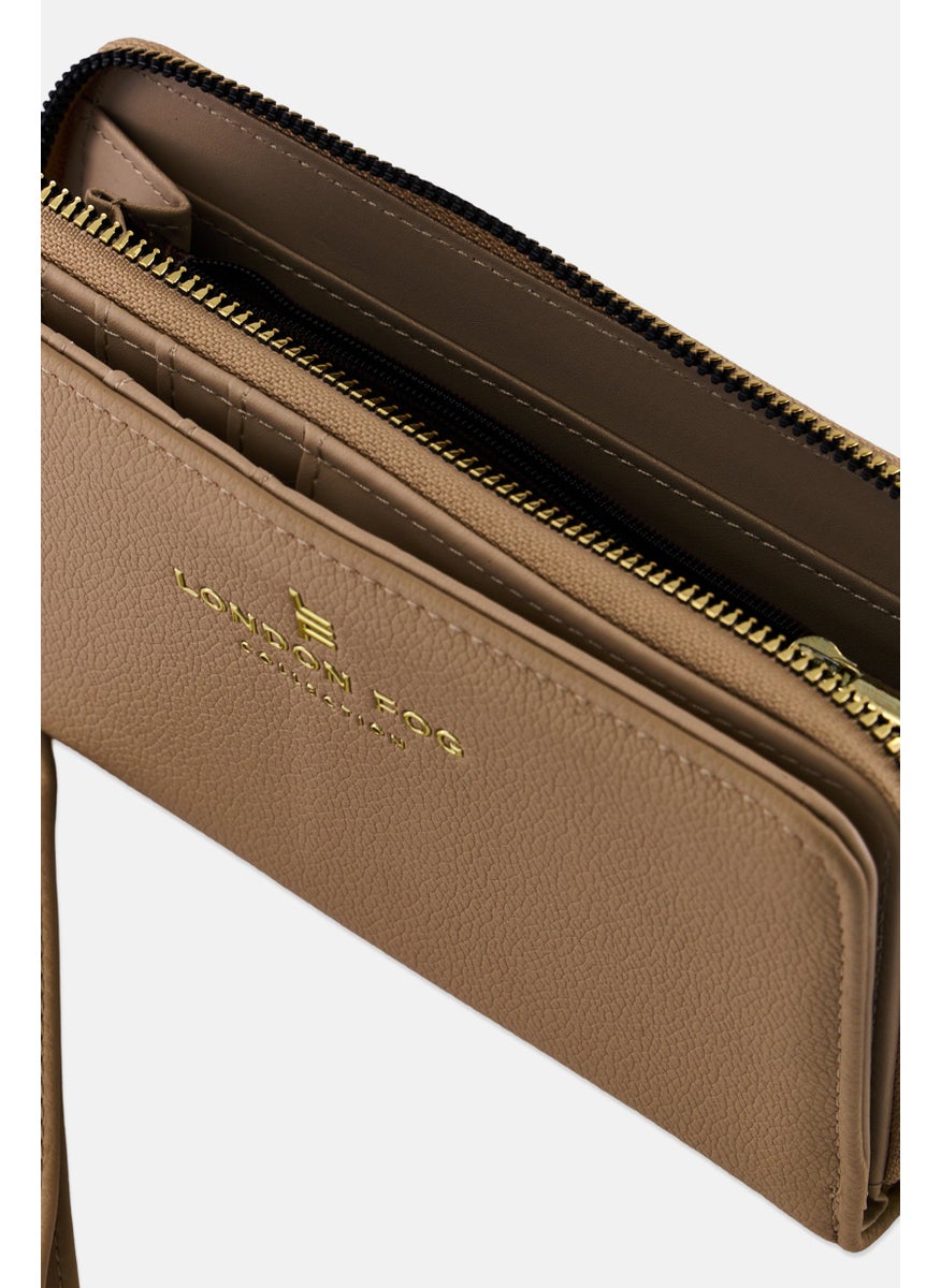 London Fog Women Brand Logo Zip Wallet 12 H x 20 L x 2 W cm, Beige  - Image 3